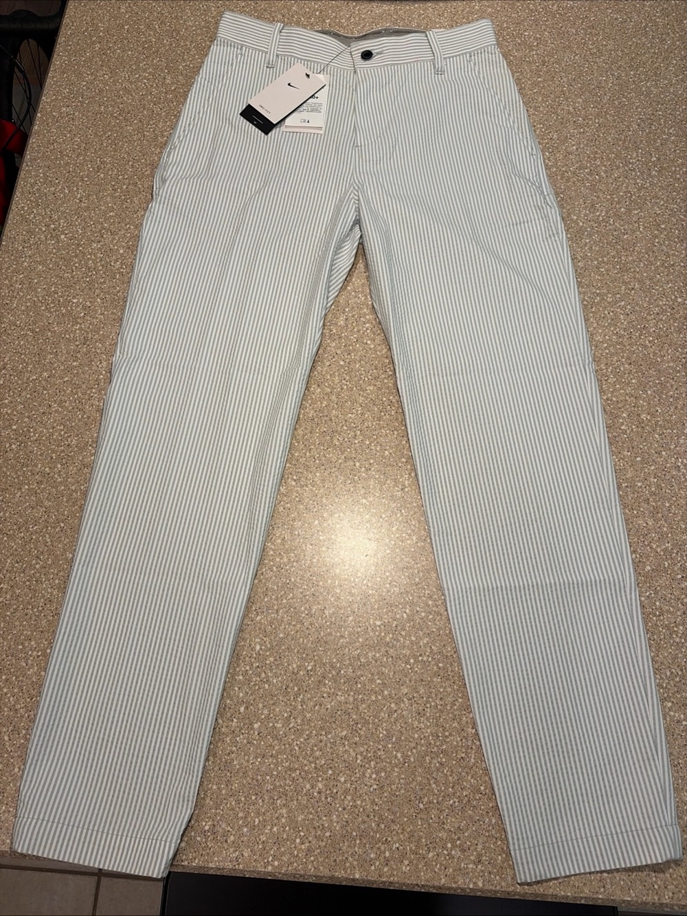 Nike Dri-FIT UPF 40+ Seersucker Chino Golf Pants White/Grey Stripe Men’s 30 x 32